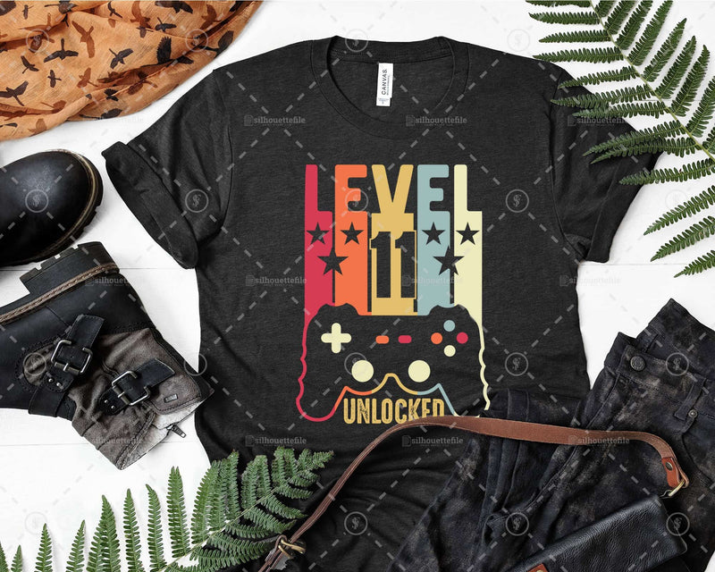 Level 11 Unlocked Official Teenager 11th Birthday Gamer Svg