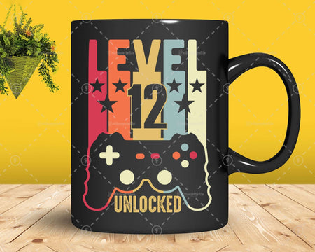 Level 12 Unlocked Official Teenager 12th Birthday Gamer Svg