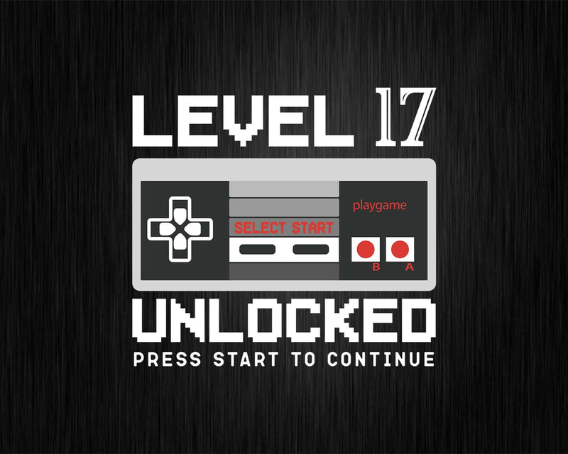 Level 17 Unlocked 17th Birthday Video Gamer Svg Png T-shirt