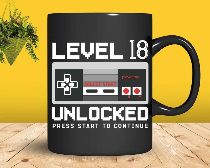Level 18 Unlocked 18th Birthday Video Gamer Svg Png T-shirt