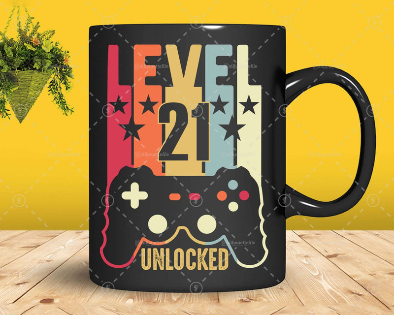 Level 21 Unlocked Official Teenager 21st Birthday Gamer Svg