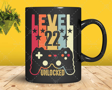 Level 22 Unlocked Official Teenager 22nd Birthday Gamer Svg