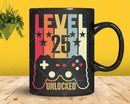 Level 25 Unlocked 25th Birthday Vintage Video Gamer Svg Cut
