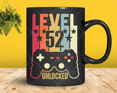 Level 52 Unlocked 52nd Birthday Vintage Video Gamer Svg