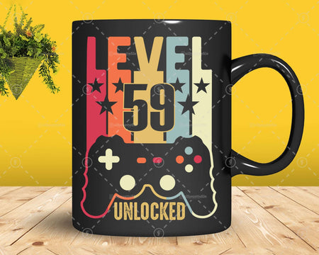 Level 59 Unlocked 59th Birthday Vintage Video Gamer Svg