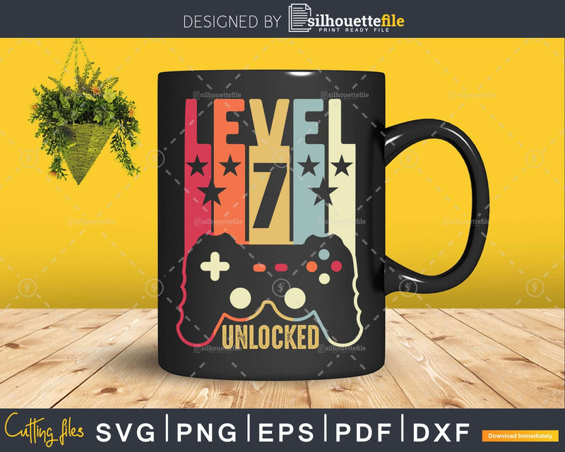 Level 7 Unlocked Official Teenager 7th Birthday Gamer Svg