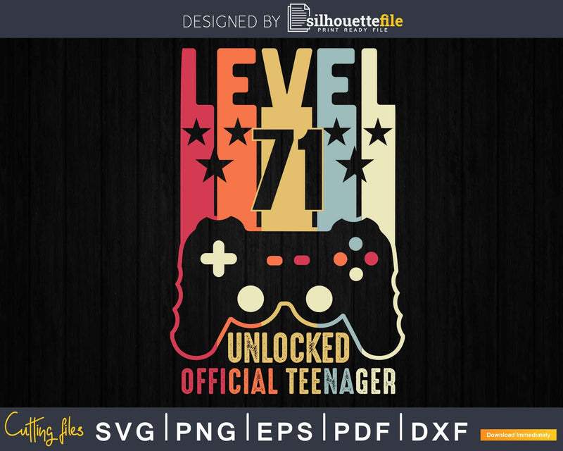 Level 71 Unlocked 71st Birthday Vintage Video Gamer Svg