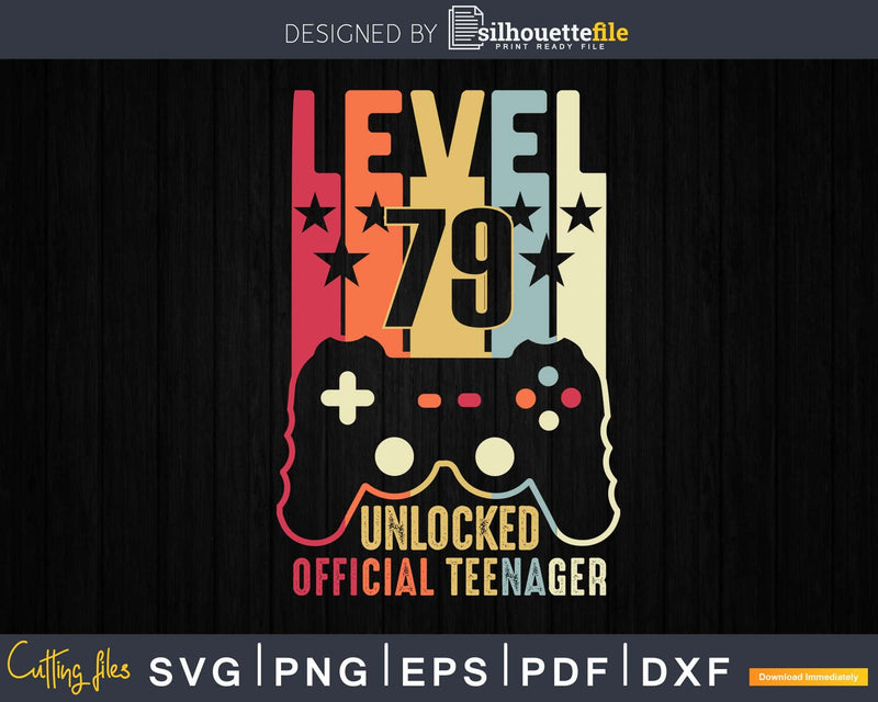 Level 79 Unlocked 79th Birthday Vintage Video Gamer Svg
