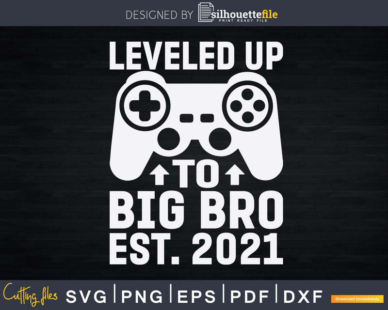 Leveled Up To Big Bro Est 2021 Vintage Promoted to Svg Dxf