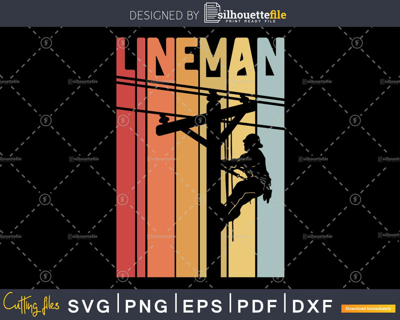 Lineman Retro Electrical Wires craft svg printable cut files