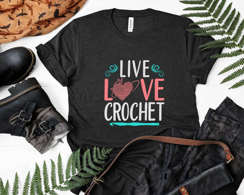 Live Love Crochet Heart Women Crocheter Crocheting Yarn Svg