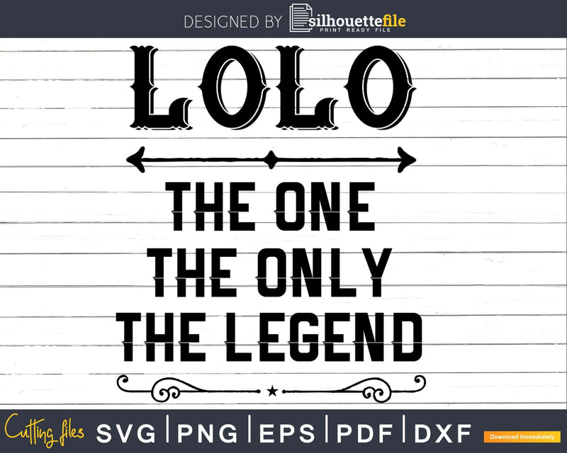 Lolo The One Only Legend Fathers Day Svg Design Cut Files