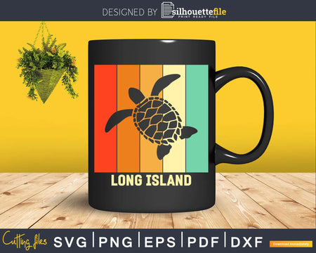 Long Island New York Retro 80s Tribal Sea Turtle Shirt Svg