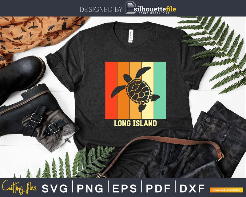 Long Island New York Retro 80s Tribal Sea Turtle Shirt Svg