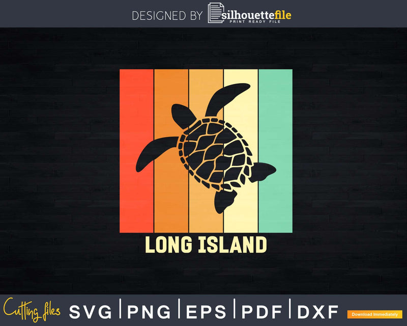 Long Island New York Retro 80s Tribal Sea Turtle Shirt Svg