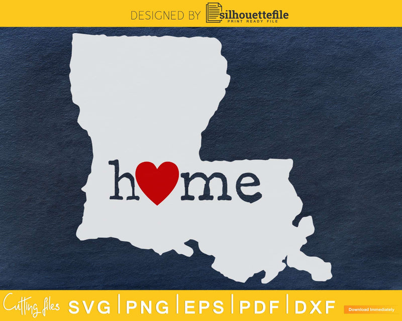 Louisiana LA Home Heart Native Map svg cricut cut digital