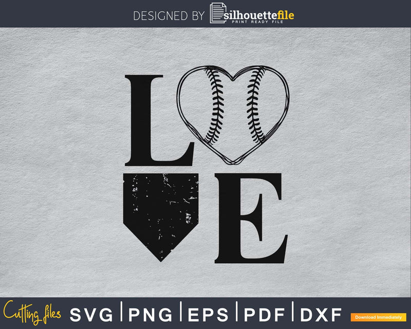 Love Softball Distressed Grunge svg Cricut digital files