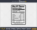 Mac and Cheese Nutrition Funny Thanksgiving N’ Svg Png
