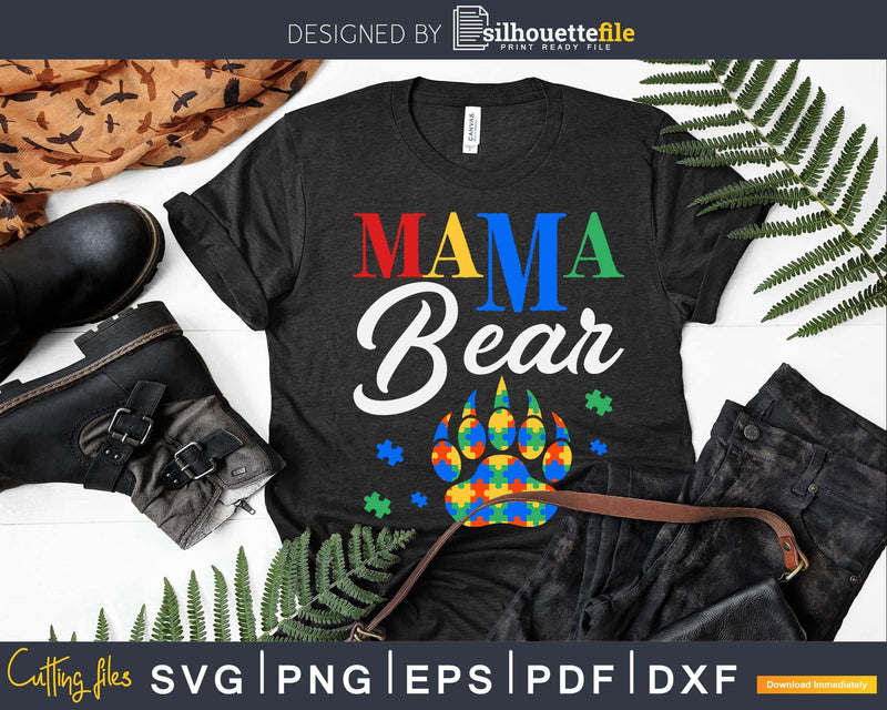 Mama Bear Puzzle Piece Autistic Child Svg Dxf Png Files