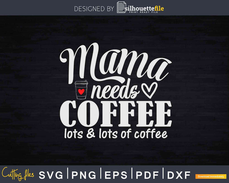 Mama Needs Coffee Svg Cricut Printable Cut File