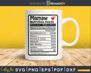 Mamaw Nutrition Facts Funny Mothers Day Svg Png Cricut Files