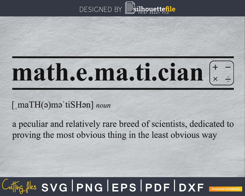 Mathematician definition svg printable file