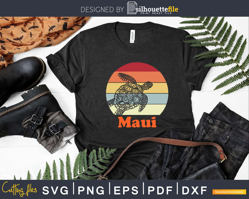 Maui Vintage Sea Turtle Retro Hawaii Vacation Shirt Svg