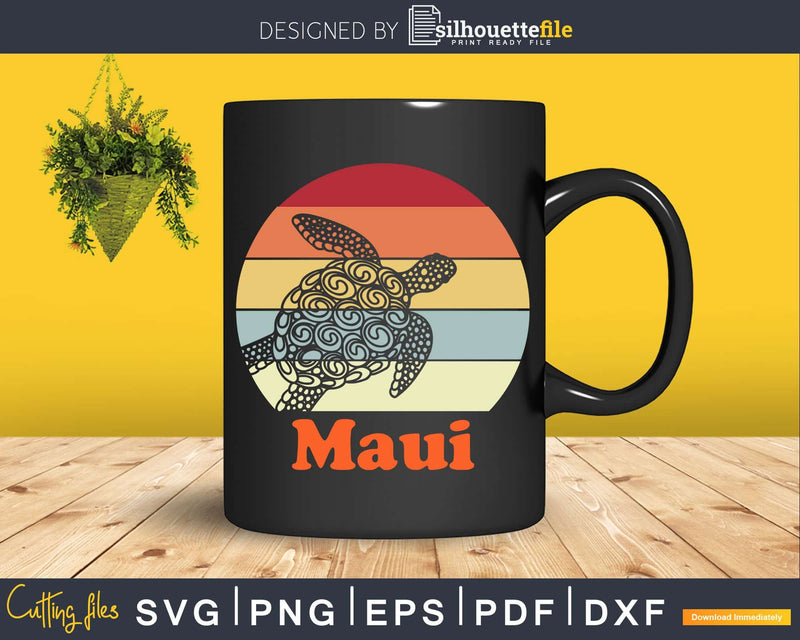 Maui Vintage Sea Turtle Retro Hawaii Vacation Shirt Svg