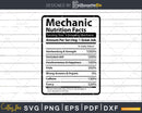Mechanic Nutrition Facts Shirt Svg Files For Cricut