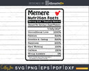 Memere Nutrition Facts Funny Mothers Day Svg Png Cricut