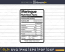 Meringue Nutrition Facts Funny Thanksgiving Christmas Svg