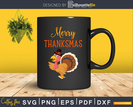 Merry thanksmas thanksgiving svg cricut png printable files