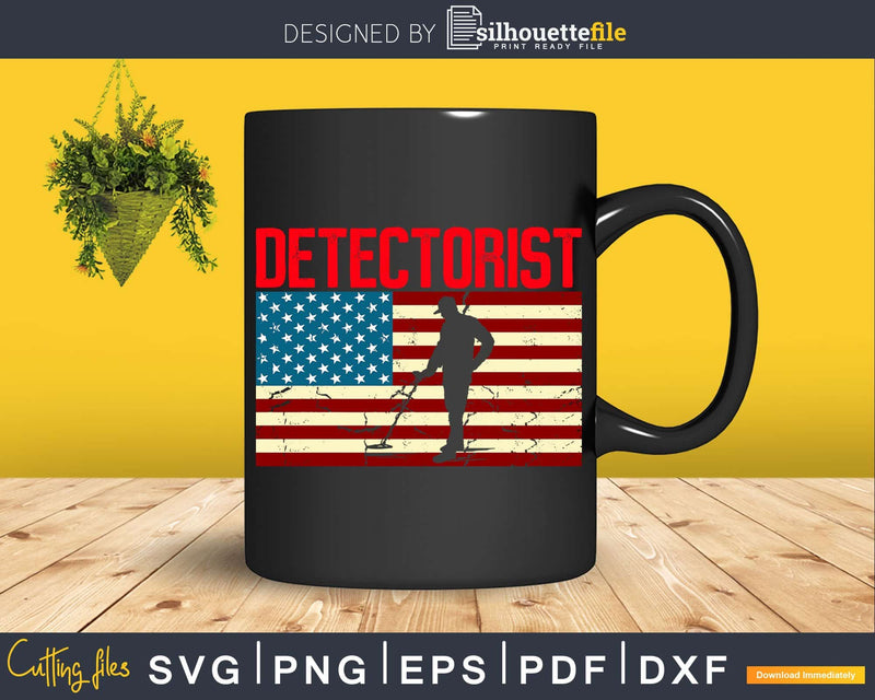 Metal Detecting American Detectorist Treasure Flag Svg Dxf