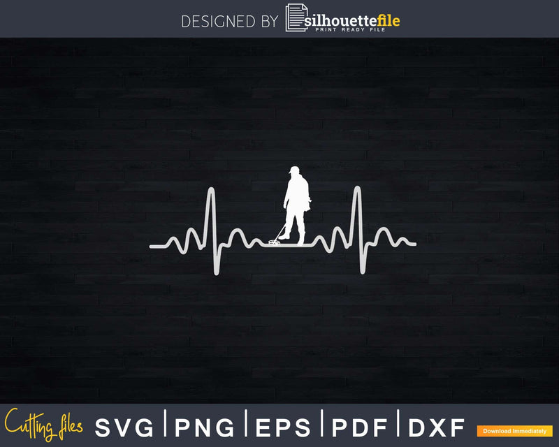 Metal Detecting Heartbeat Svg Dxf Cut Files