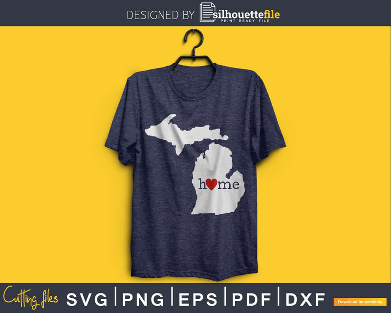 Michigan MI Home Heart Native Map cricut cut digital svg