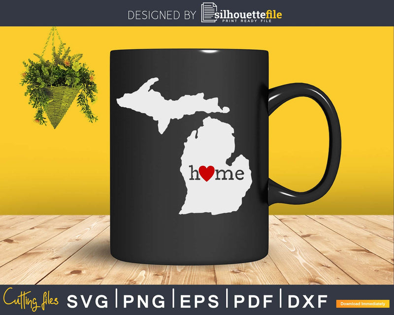 Michigan MI Home Heart Native Map cricut cut digital svg