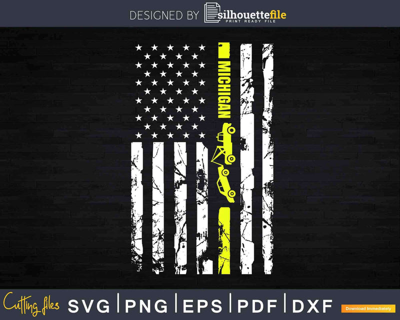 Michigan Tow Truck Driver American Flag Svg Cricut Files