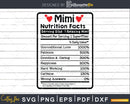 Mimi Nutrition Facts Funny Mothers Day Svg Png Cricut Files