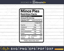 Mince Pies Nutrition Facts Funny Thanksgiving Christmas Svg