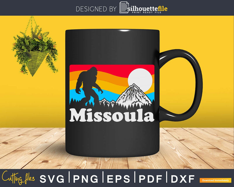 Missoula Montana Retro Bigfoot Mountains svg designs cut