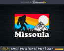 Missoula Montana Retro Bigfoot Mountains svg designs cut