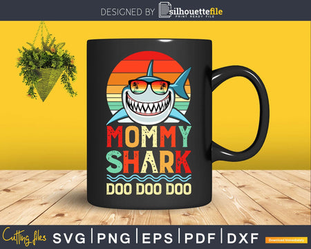Mommy Shark Doo Retro vintage style colors cut svg png