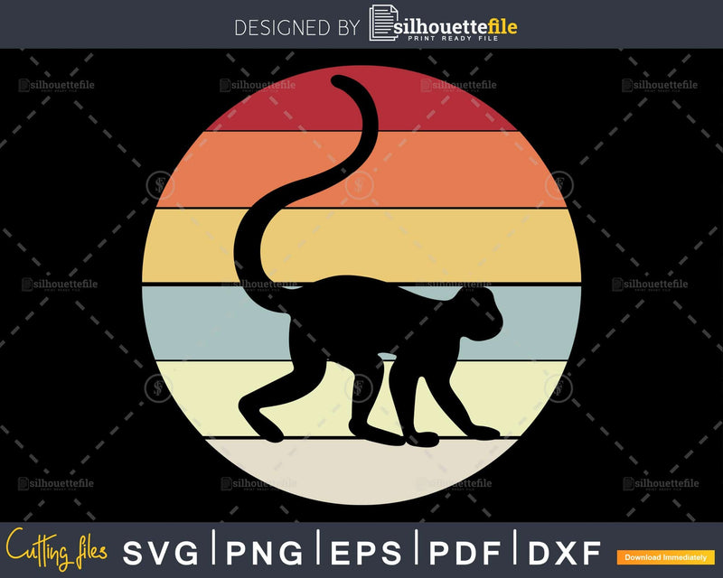 Monkey Retro Style craft cut svg png digital cutting file