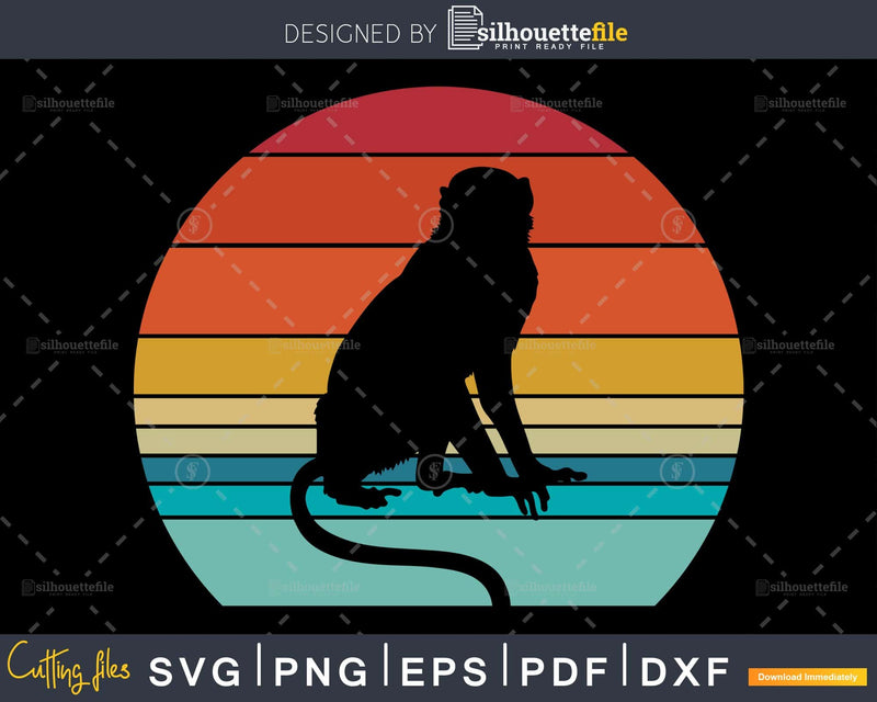 Monkey Retro Style craft cut svg png digital cutting