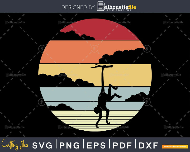 Monkey Retro vintage Style cricut cut svg png printable