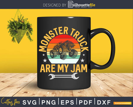 Monster Truck Are My Jam Vintage Retro Sunset Svg T-shirt