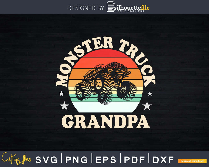 Monster Truck Grandpa For Grandfather Retro Vintage Svg