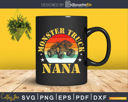 Monster Truck Nana Retro Vintage Svg T-shirt Design Files