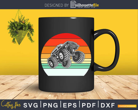 Monster Truck Vintage Retro Style Svg T-shirt Design Files