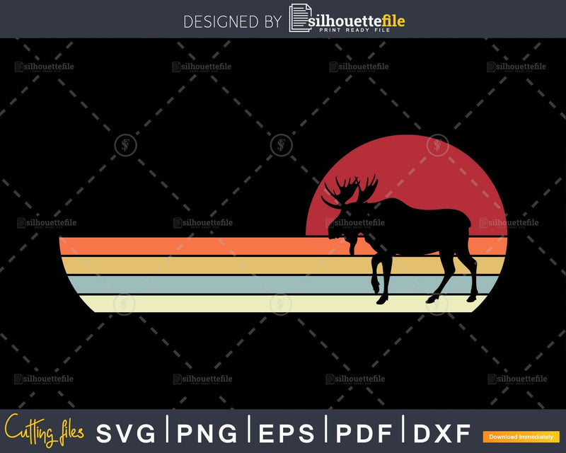 Moose Elk Retro vintage Style cricut cut svg png dxf
